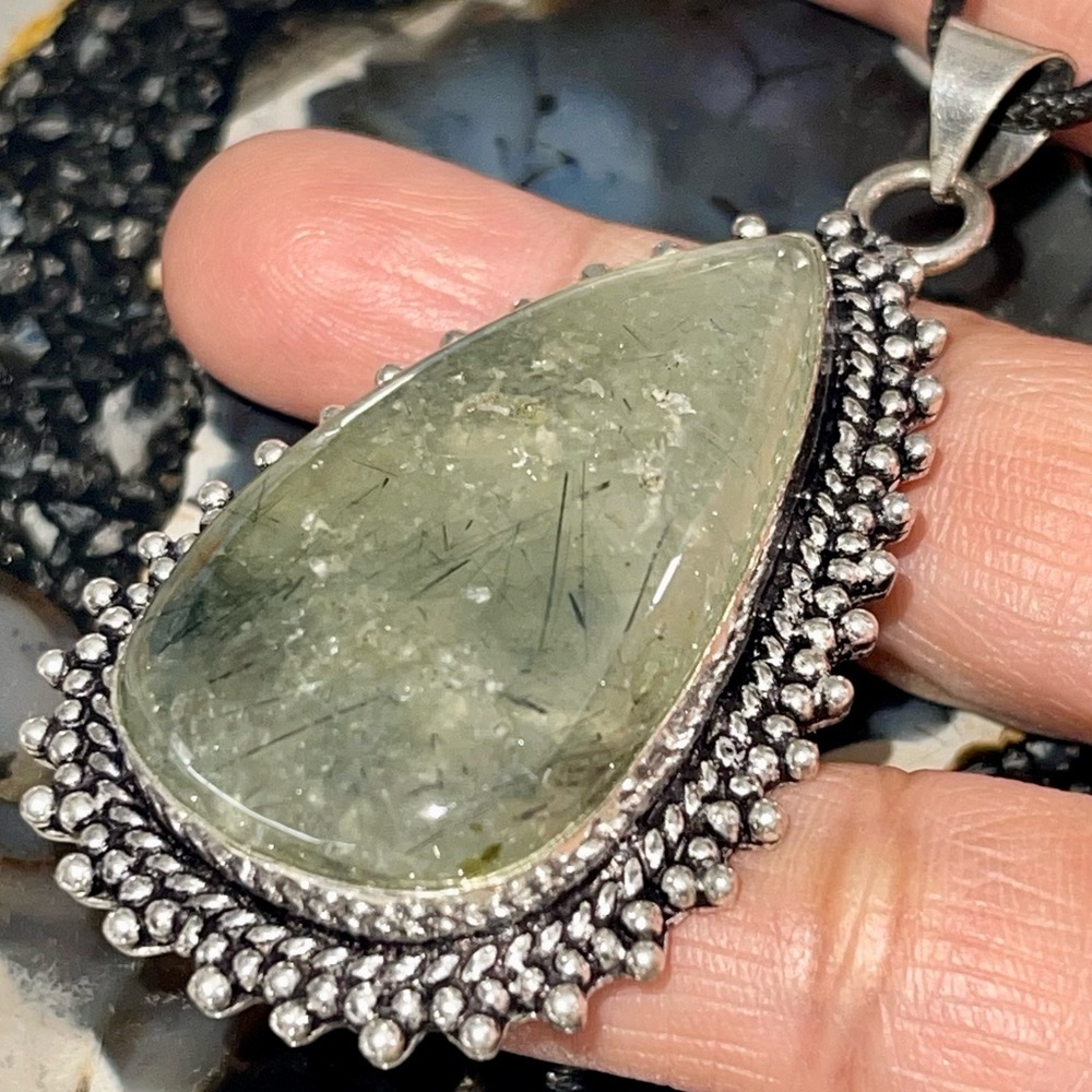 Yellow Green Prehnite Pendant 2 1/2”